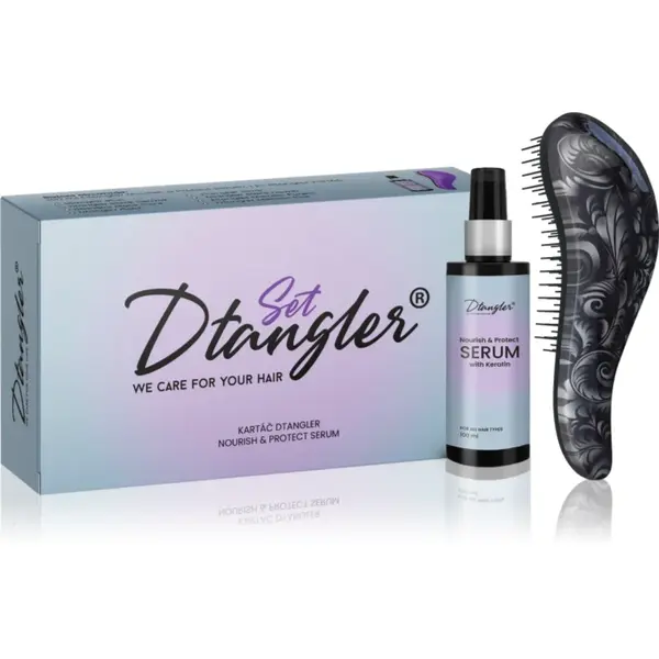 Dtangler We Care For Your Hair Set set cadou pentru păr Black Flower 2 buc