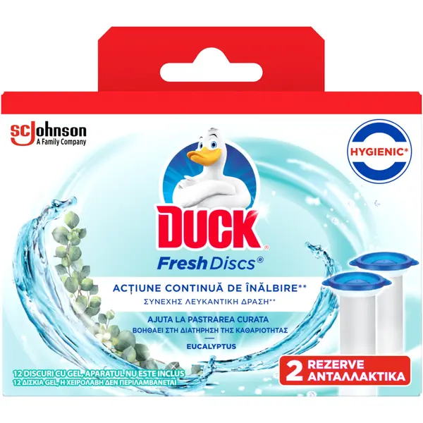 Duck Odorizant WC, rezerva, 12 discuri, Fresh Discs Eucalypt