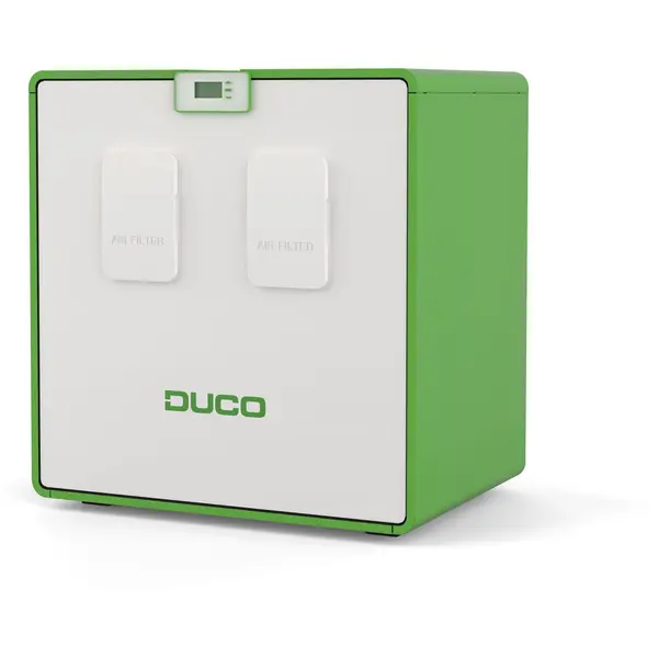 DUCO Unitate centralizata de ventilatie cu recuperare de caldura Duco DucoBox Energy Comfort Plus D550, pentru constructii rezidentiale, clasa energetica A, 221,1 W , montaj pe perete, Alb-Verde