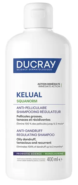 Ducray Kelual Squanorm Șampon de tratament reglator împotriva mătreții grase, 400 ml