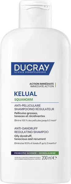 Ducray Kelual Squanorm Șampon de tratament reglator împotriva mătreții grase, 200 ml