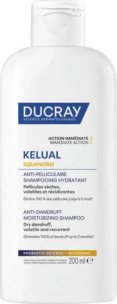 Ducray Kelual Squanorm Șampon tratament hidratant împotriva mătreții uscate, 200 ml