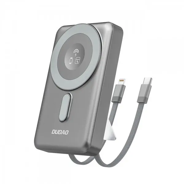 Dudao Baterie Externa Wireless Dudao K29, 10000mAh, 20W, PD + FQI, 1 x Lightning - 1 x QI - 1 x USB-C, Gri