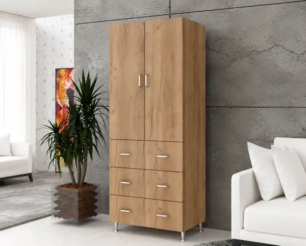 Dulap 2Usi 3Sertare Stejar K003 70x35x180 cm
