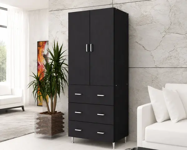 Dulap 2Usi 3Sertare Wenge 70x35x180 cm