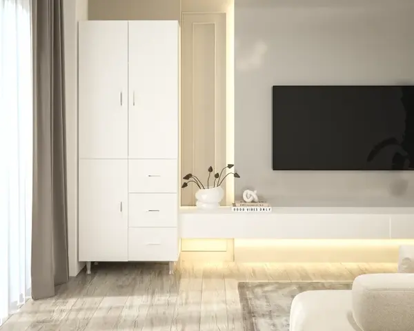 Dulap 3Usi 3Sertar Alb 70x35x180 cm