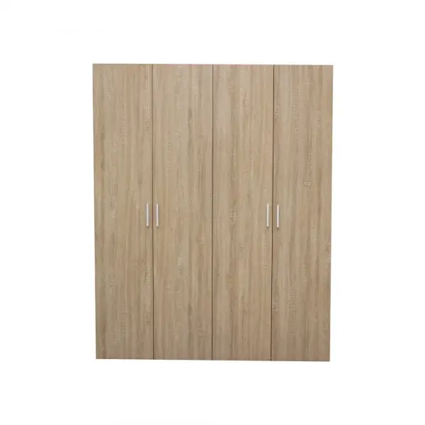 Dulap ALMA L, 4 usi, 6 rafturi, bara de haine, sonoma, 160x52x203 cm
