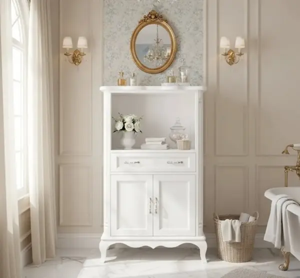 Dulap baie cu 2 usi si 1 sertar Chic, sertarul pe sine soft close cu finisaj Vopsit