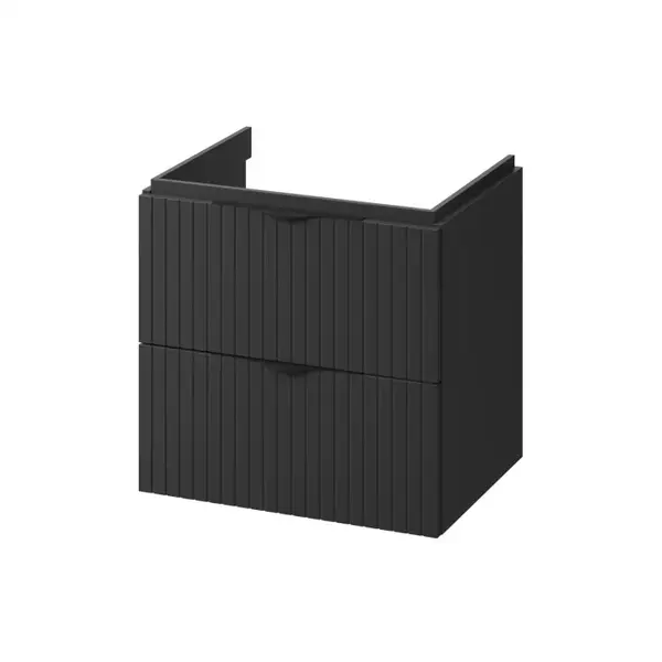 Dulap baie cu riflaje 3D negru mat suspendat 60 pentru lavoar, MDF, Cersanit Tirso