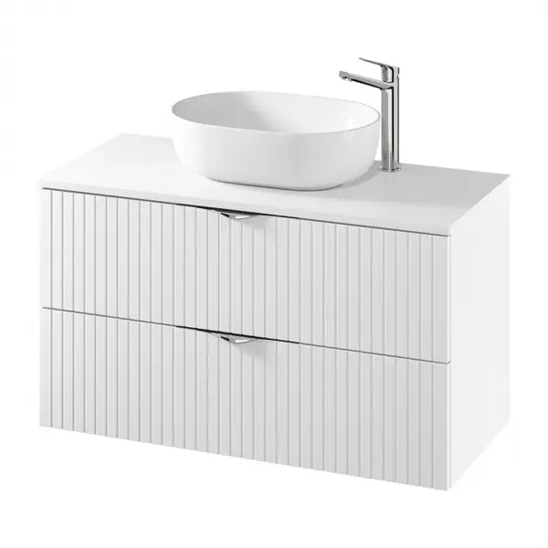 Dulap baie suspendat 100 cm pentru lavoar, alb mat, MDF, Cersanit Tirso