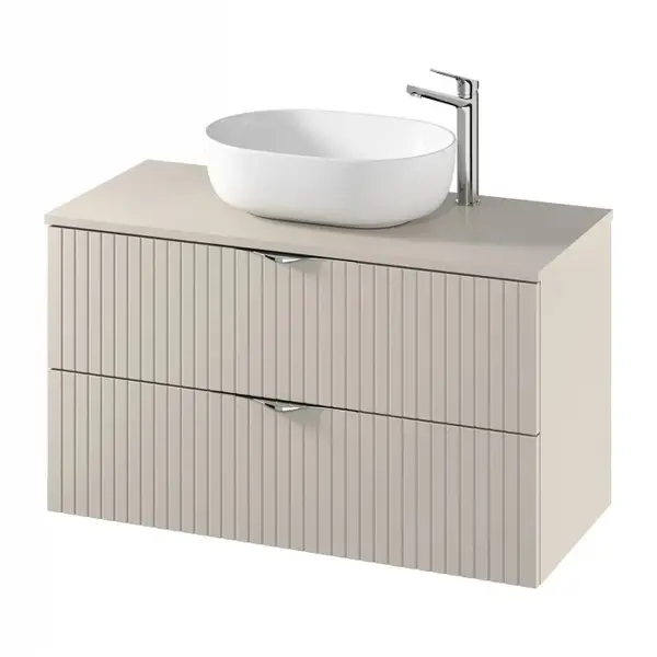 Dulap baie suspendat 100 cm pentru lavoar, casmir mat, MDF, Cersanit Tirso