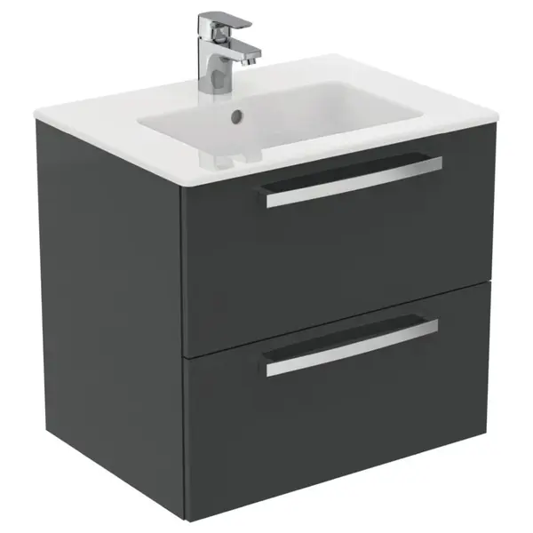 Dulap baie suspendat Ideal Standard Tempo pentru lavoar, 60 cm, gri lucios