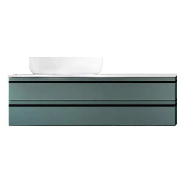 Dulap baie suspendat KolpaSan Alexis, 120 cm, pentru lavoar pe blat, verde mat