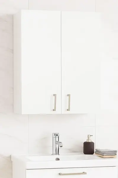 Dulap baie suspendat PROFI, 2 usi, alb, 55x21.5x68 cm