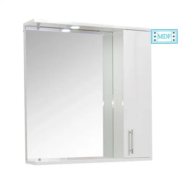 Dulap baie suspendat seria 020 cu oglinda, front MDF, alb, 70x71 cm
