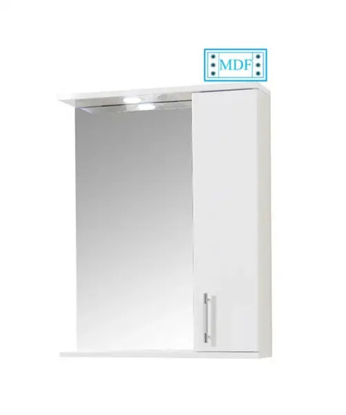 Dulap baie suspendat seria 020 cu oglinda, front MDF, montat, alb, 55x71 cm