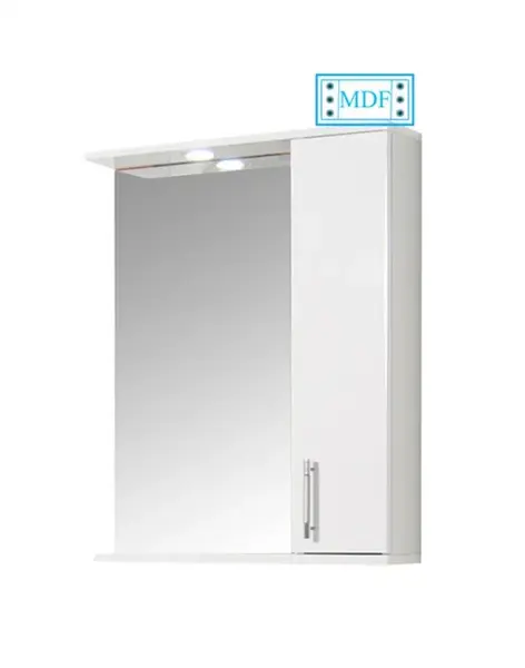 Dulap baie suspendat seria 020 cu oglinda, front MDF, montat, alb, 60x71 cm