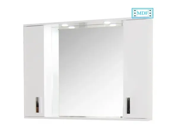 Dulap baie suspendat seria 071 cu oglinda, front MDF, montat, alb, 100x71 cm