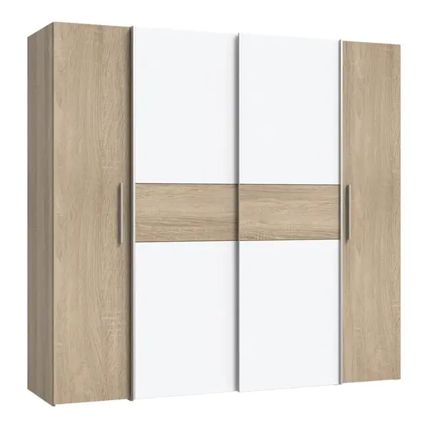 Dulap Closet 4 usi sonoma stejar alb melamina, 200x61x190 cm