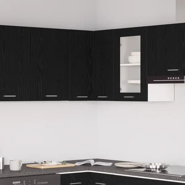 Dulap coltar suspendat Gossi - stejar negru - 57x57x60 cm - fabricat din lemn prelucrat