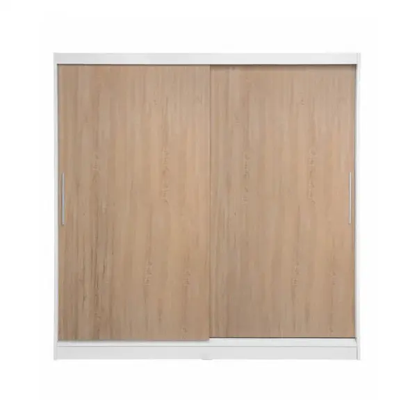 Dulap CORFU 01, usi glisante, corp alb + usi sonoma, 200x60x200 cm