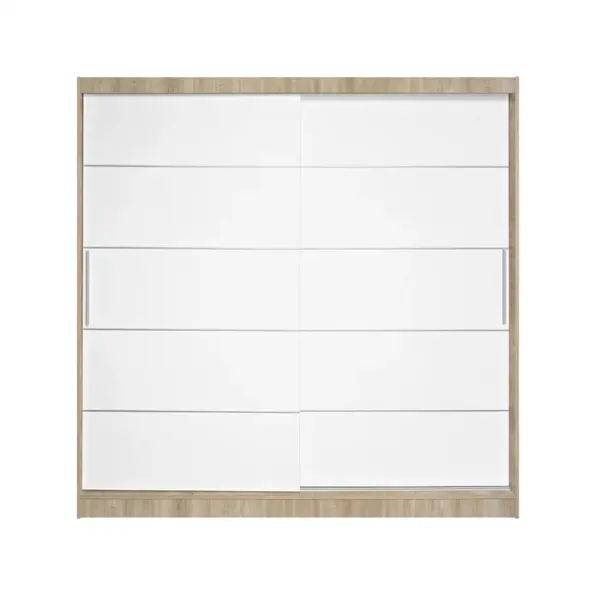 Dulap CORFU 03, usi glisante, corp sonoma + usi alb, 200x60x200 cm