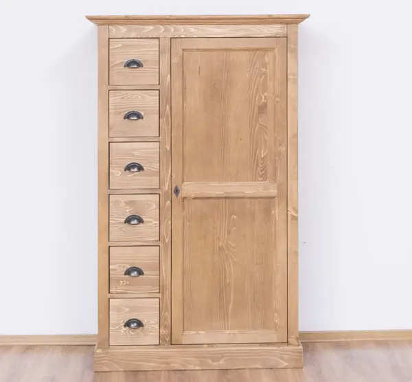 Dulap cu 1 usa, 6 sertare cu finisaj Walnut Waxed