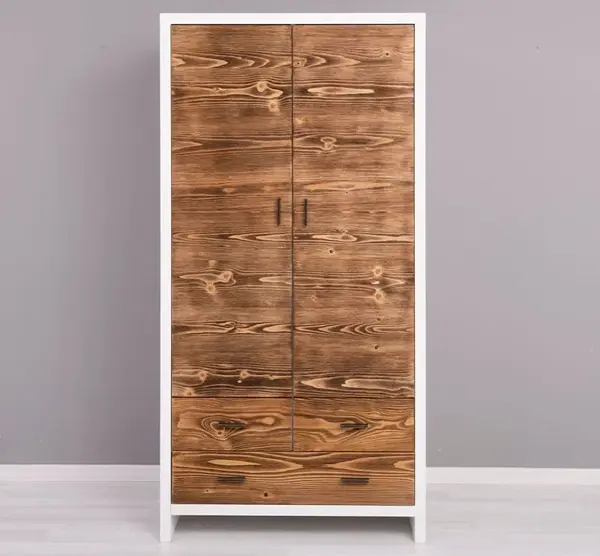 Dulap cu 2 usi si 3 sertare 'Rustic Haven' cu finisaj White / Chestnut Brown