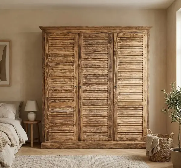 Dulap cu 3 usi, Colectia Shutter cu finisaj Chestnut Brown