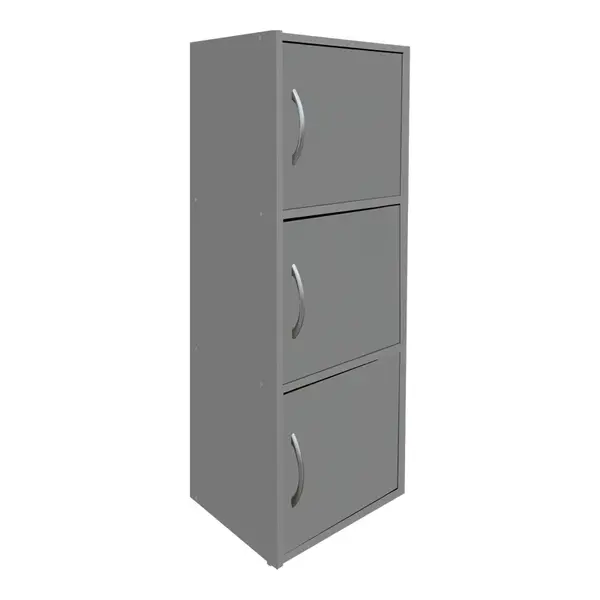 Dulap cu 3 usi, Soline, Gri deschis, 34.5x40x90.5 cm