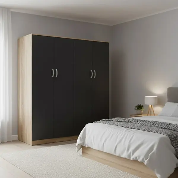 Dulap cu 4 usi, Athos I, V1, Antracit-Stejar, 160x42x180 cm