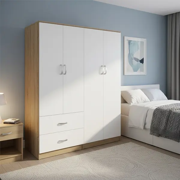 Dulap cu 4 usi, Athos, V3, Alb-Sonoma, 160x42x180 cm