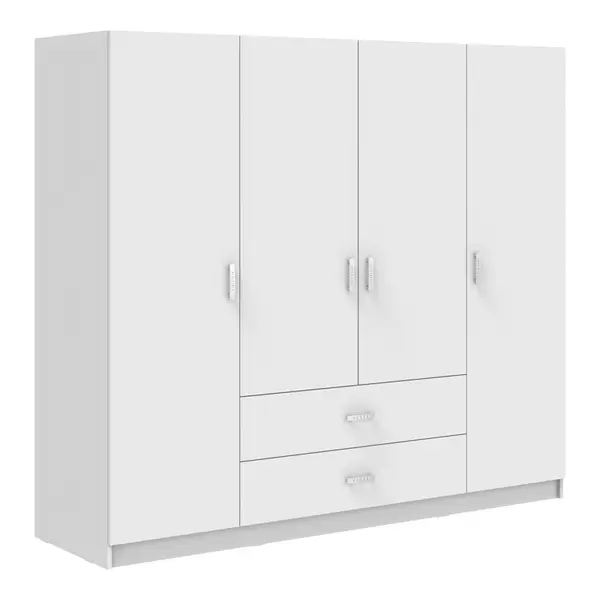 Dulap cu 4 usi, Royal, Alb, 200x58x177 cm