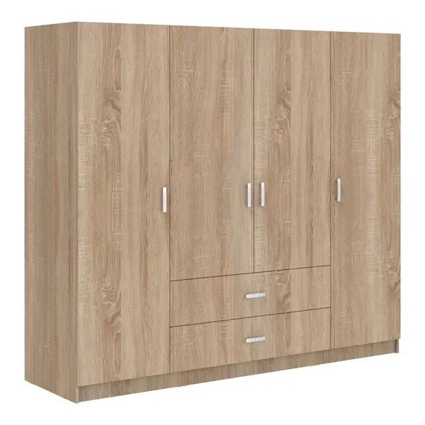 Dulap cu 4 usi, Royal, Stejar, 200x58x177 cm