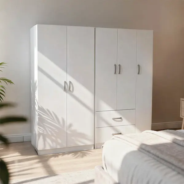 Dulap cu 5 usi, Athos I, V21, Alb, 170x42x180 cm
