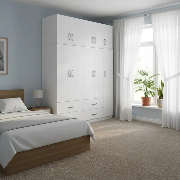 Dulap cu 5 usi, Athos, V26, Alb, 170x42x240 cm