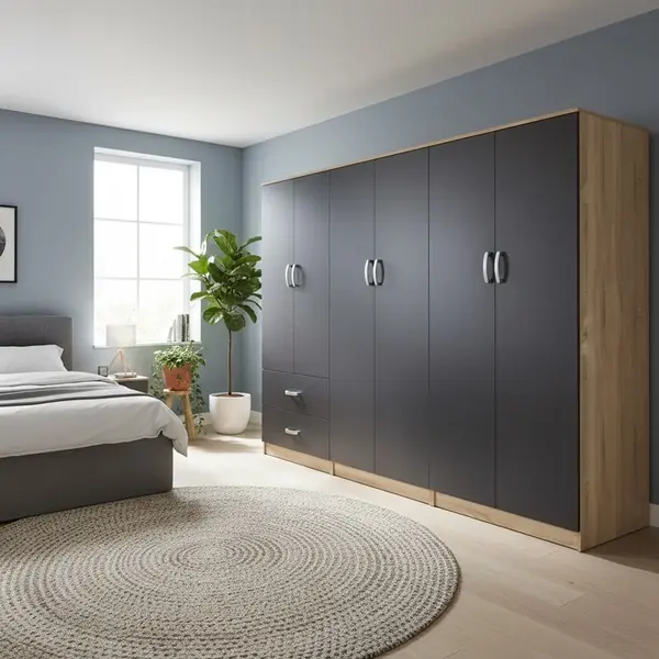Dulap cu 6 usi, Athos I, V26, Antracit-Stejar, 240x42x180 cm