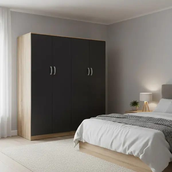 Dulap cu patru uși Lego I, Lemn/Metal, Sonoma-Antracit, 160x42x180 cm