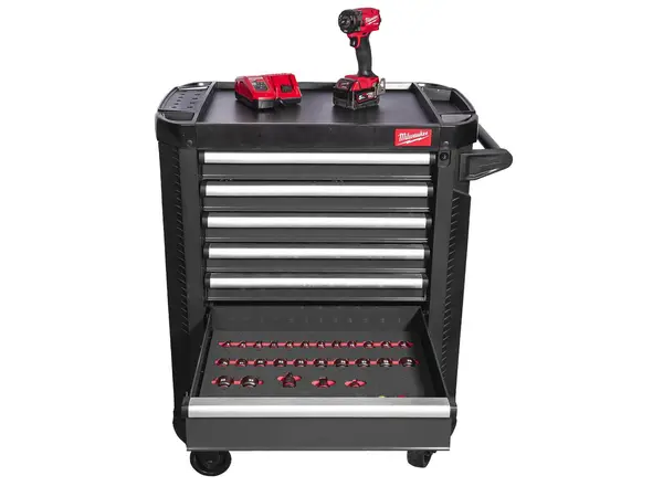 Dulap cu scule Milwaukee Toolguard, 7 sertare, metalic, 78cm, sarcina 45-90kg, roti 125mm, 4932500743