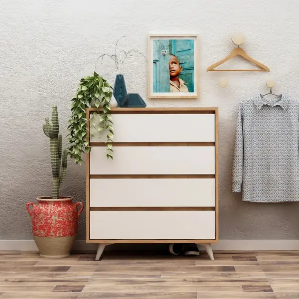 Dulap cu Sertare Suvera Oak-Alb