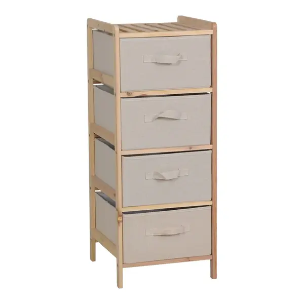 Dulap cu sertare textile, Wolen, Natural, 34.5x36.5x86 cm