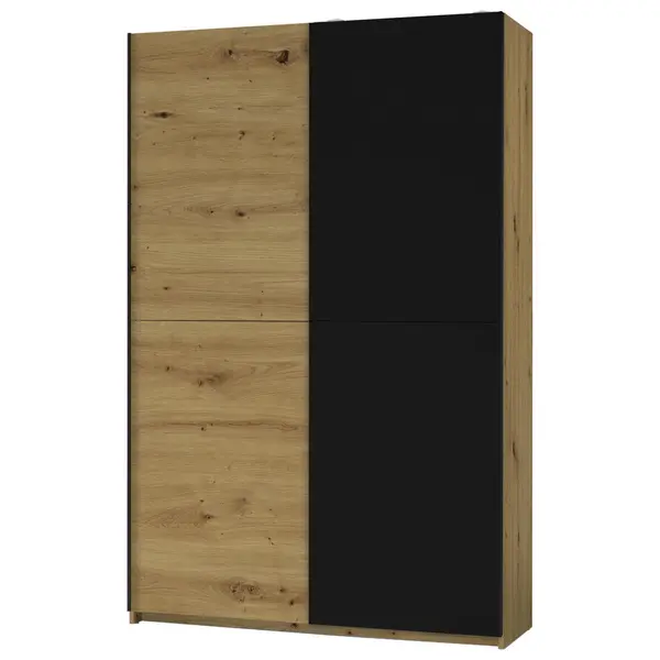 Dulap Cu Uși Culisante, 125/195,5/38 cm, negru, culoare lemn stejar