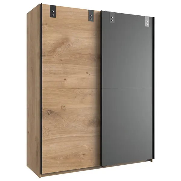Dulap Cu Uși Culisante, 135/198/64 cm, grafit, culoare lemn stejar