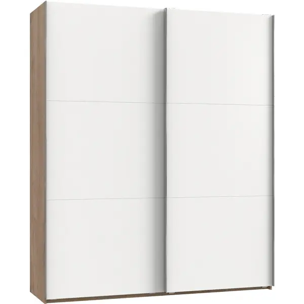 Dulap Cu Uși Culisante, 200/236/65 cm, alb, culoare lemn stejar, culoare aluminiu