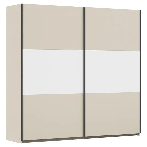 Dulap Cu Uși Culisante, 218/210/59 cm, alb, culoare aluminiu, șampanie