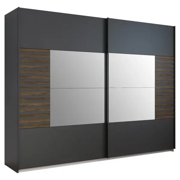 Dulap Cu Uși Culisante, 271/210/62 cm, gri închis, transparent, stejar închis la culoare