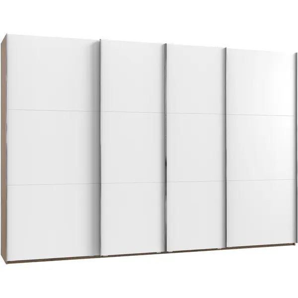 Dulap Cu Uși Culisante, 350/236/65 cm, alb, culoare lemn stejar, culoare aluminiu