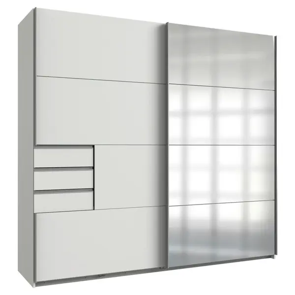 Dulap Cu Uși Glisante, 225/210/64 cm, străveziu, alb, culoare aluminiu