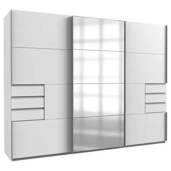 Dulap Cu Uși Glisante, 270/210/64 cm, străveziu, alb, culoare aluminiu