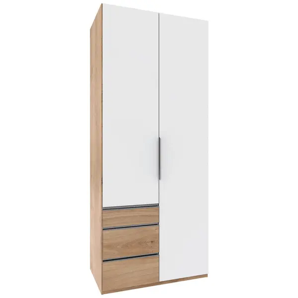 Dulap Cu Uși Rotative, 100/216/58 cm, alb, scânduri de stejar